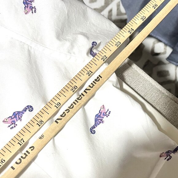 Bonobos White CASUAL button Front shirt Alligator Print Short Sleeve Men's LG - Picture 7 of 7